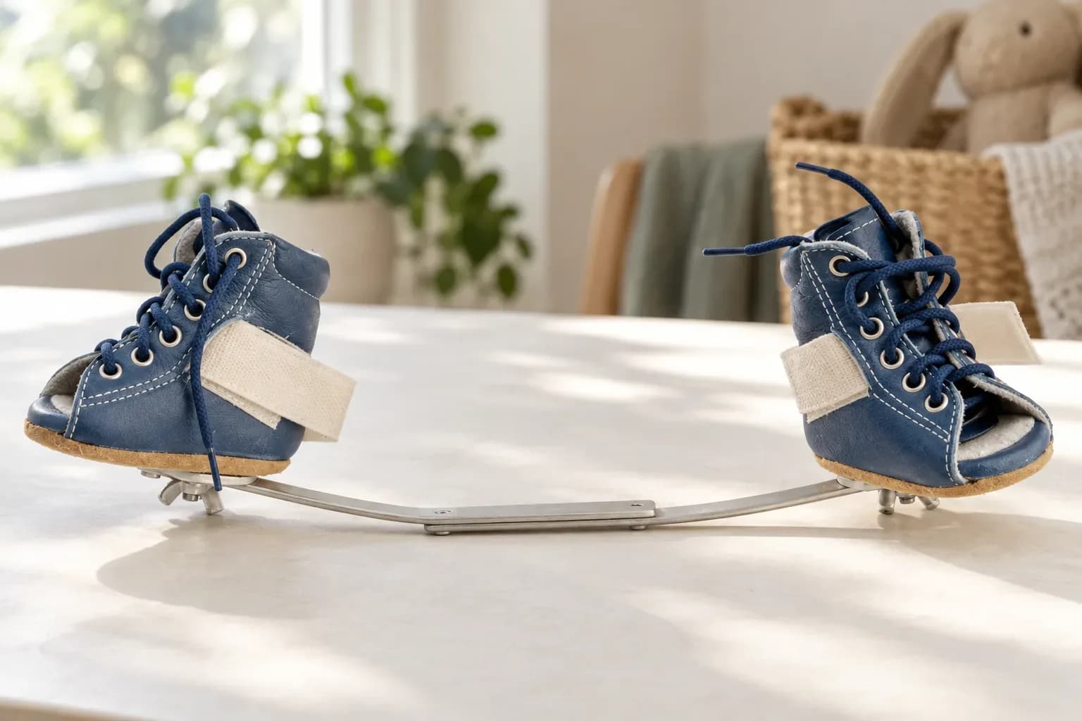 A brace: two boots and a connecting bar
